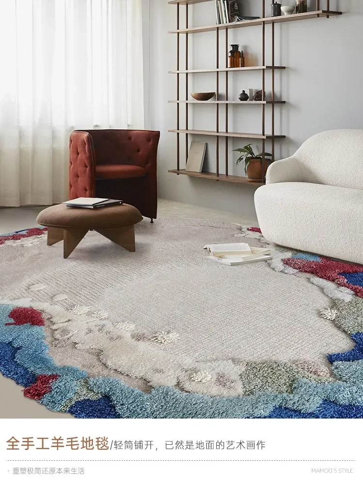 

Handmade Shaped Rug Oval Irregular Wool Living Room Bedroom