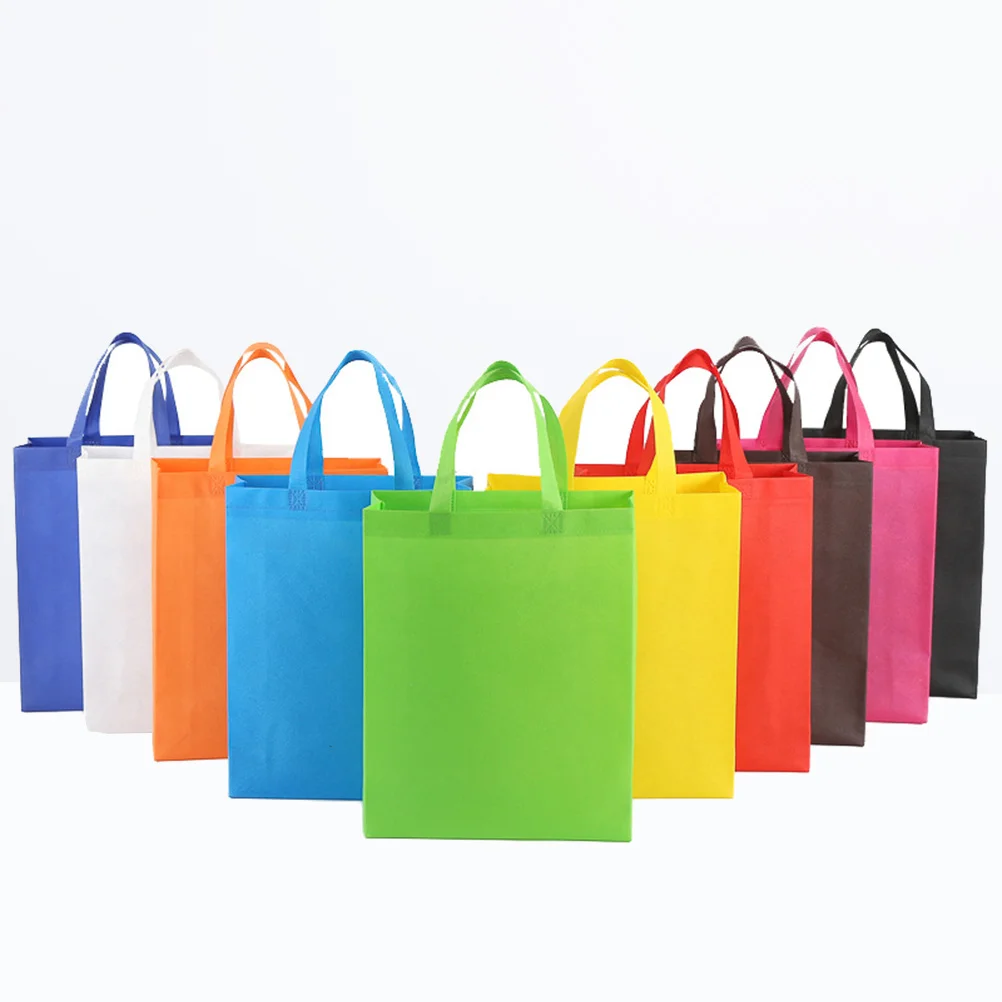 

30PCS 10 Colors Recyclable Handbags Portable Tote Bags Nonwovens Shopping Bags (Vertical Version) non-woven handbag