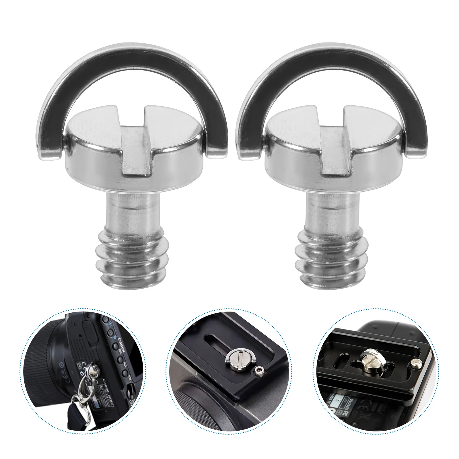 

5 Pcs Tripod Screw Mount Ring Camera Quick Release Plate Screws Replacement Iron - Nickel Plated 1/4