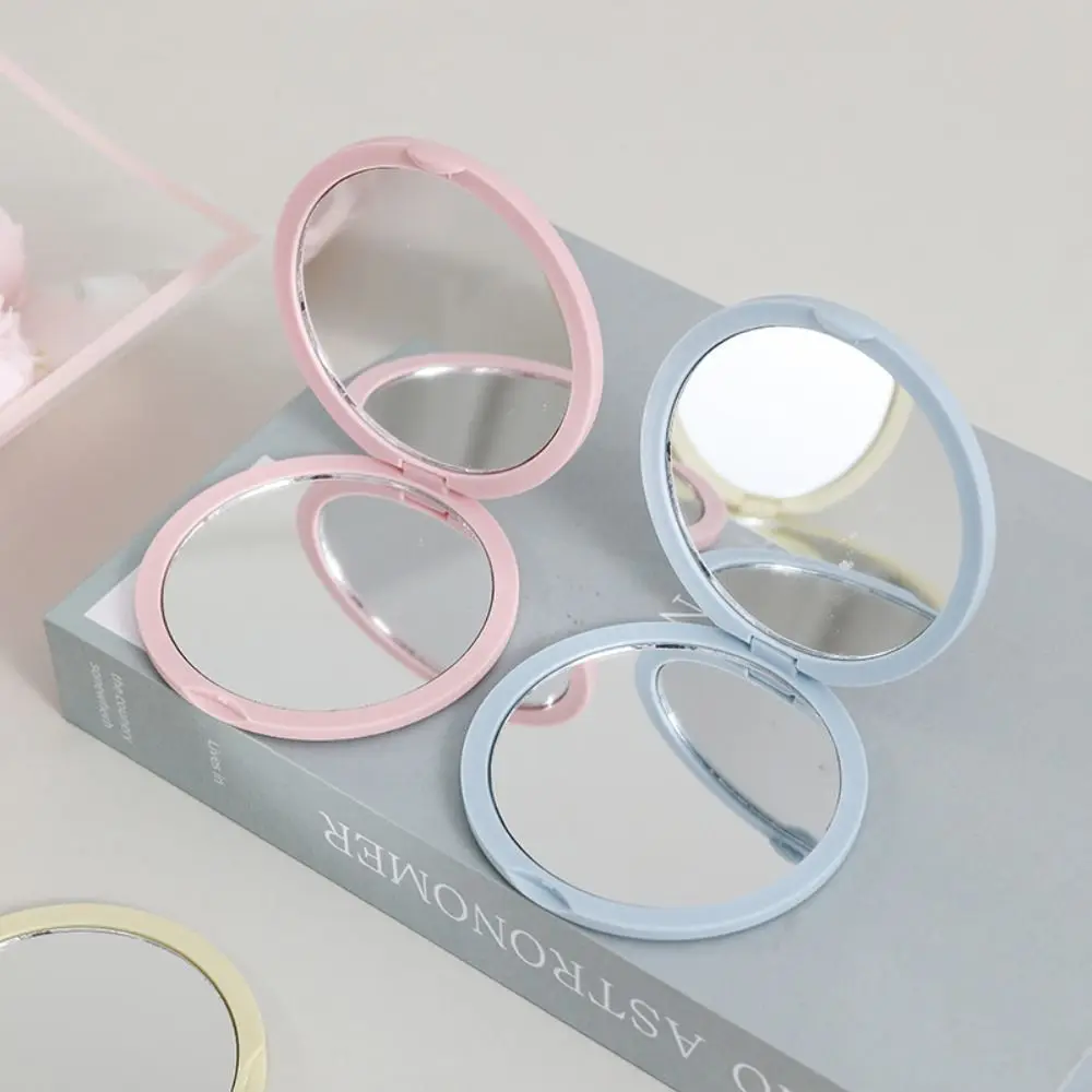 

Simple Mini Hand-Held Mirror Double-Sided Folding Make-Up Mirror Portable Cute Pocket Mirror Women