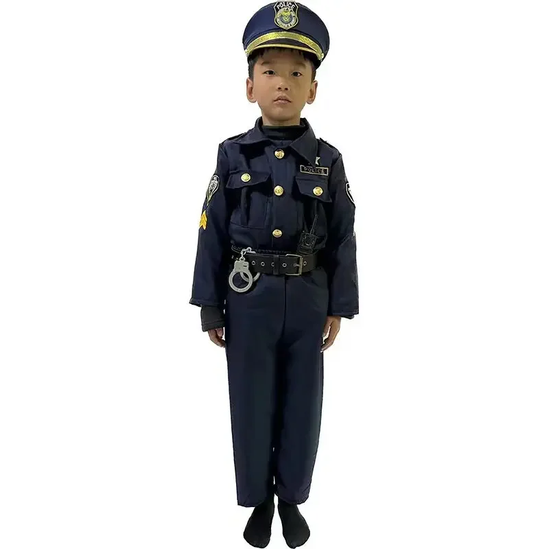 Polícia Cosplay fantasia para crianças, roupas de jogo, desempenho, baile, festa, anime, halloween, crianças