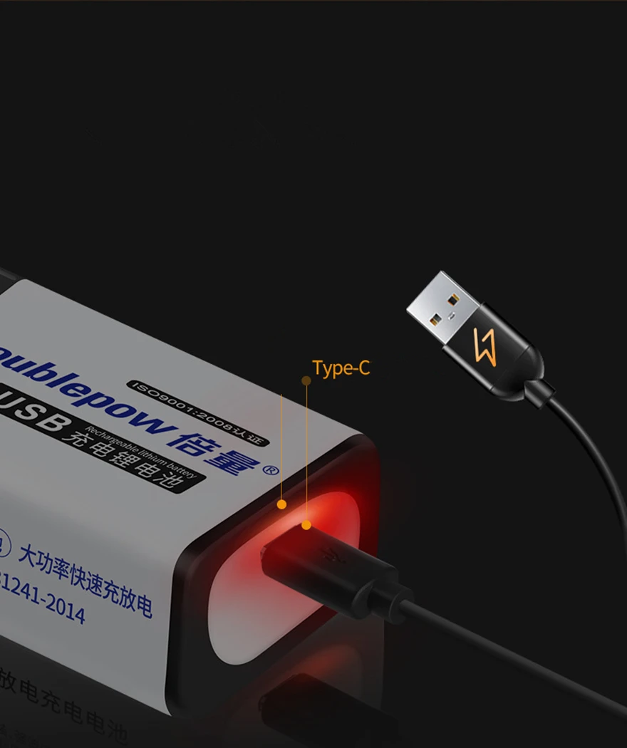 1pcs/lot New 650mAh 9V Rechargeable Battery USB Lithium Polymer Battery Instrument Children\'s Toy Special Battery