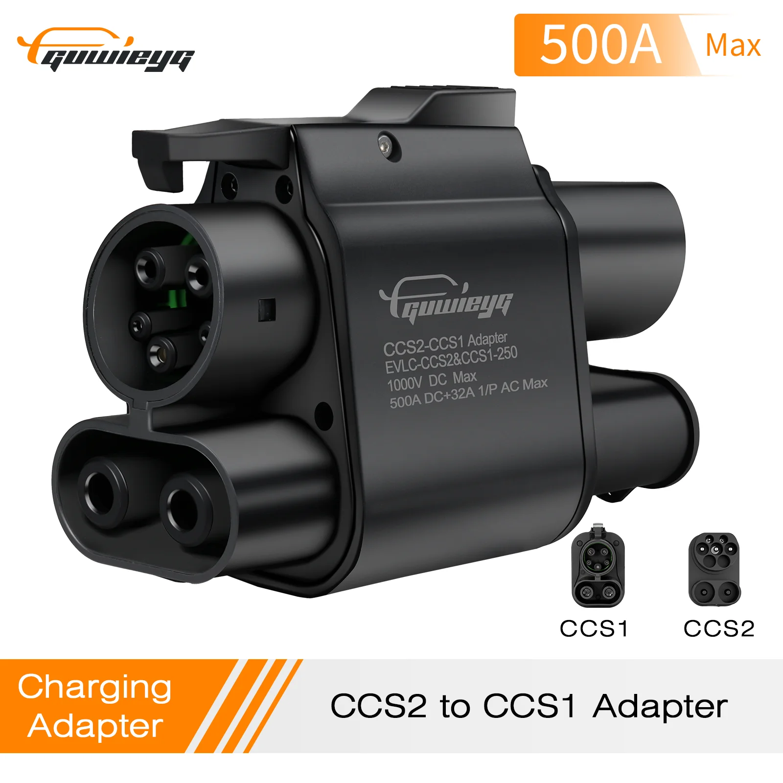 

GUWIEYG CCS2 to CCS1 EV Charger Adapter500A 1000V DC Fast Charging Fit CCS2 Portable Chargers & CCS1 Standard Electric Vehicle