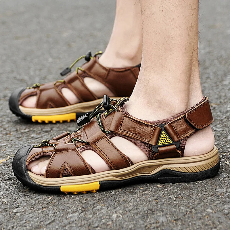 Men's Sandals Summer Comfortable Mens Shoes Genuine Leather Beach Sandals Outdoor Casual Shoes Men Trekking Footwear man shoes