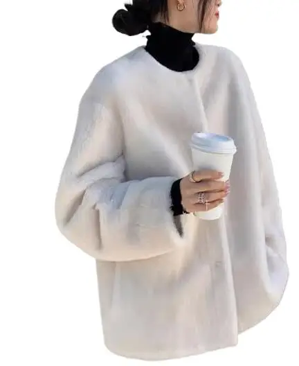 

2025 Women's Clothing Slimming round Neck Short Faux Fur Coat Winter New 1201