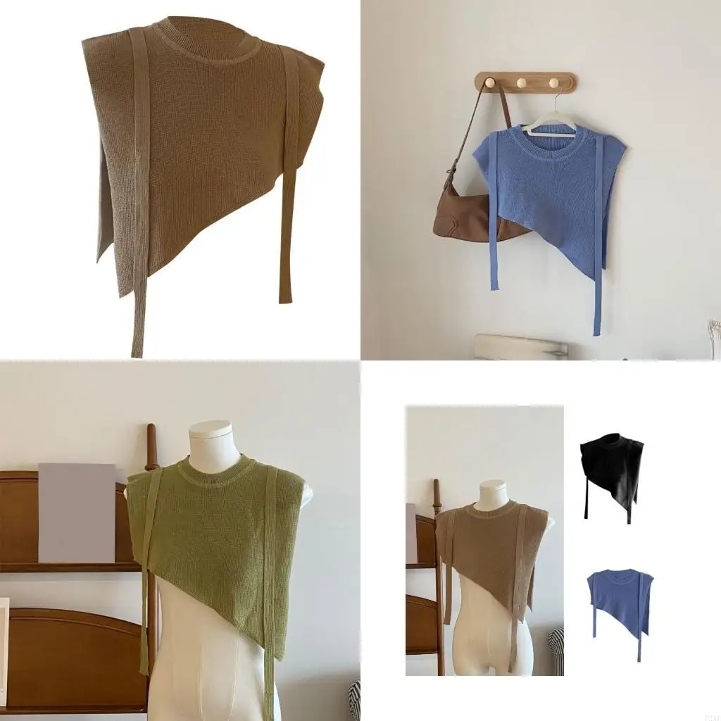 

72xe Элегантный трикотаж для женщин Зимний ложный воротник декоративный вязаный вязаный платок теплый шаль