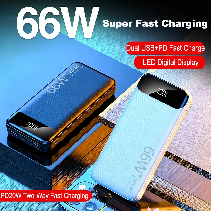 

66W PD Super Fast Charging Power Bank 20000mAh Portable Charger Powerbank for iPhone 17 16 Macbook Pro Samsung S25 Huawei Xiaomi