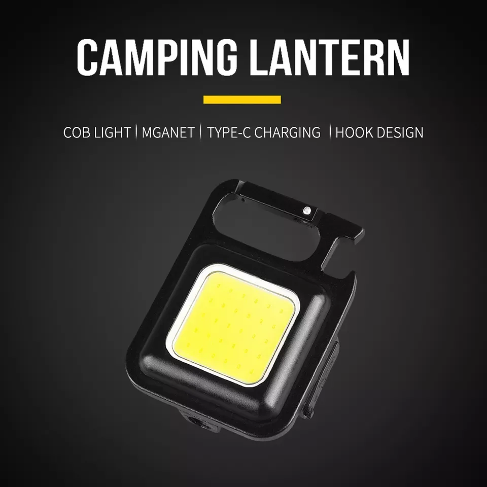 Mini linterna portátil recargable por USB, lámpara Led de bolsillo para acampar, impermeable, llavero, luz con imán, Abrebotellas