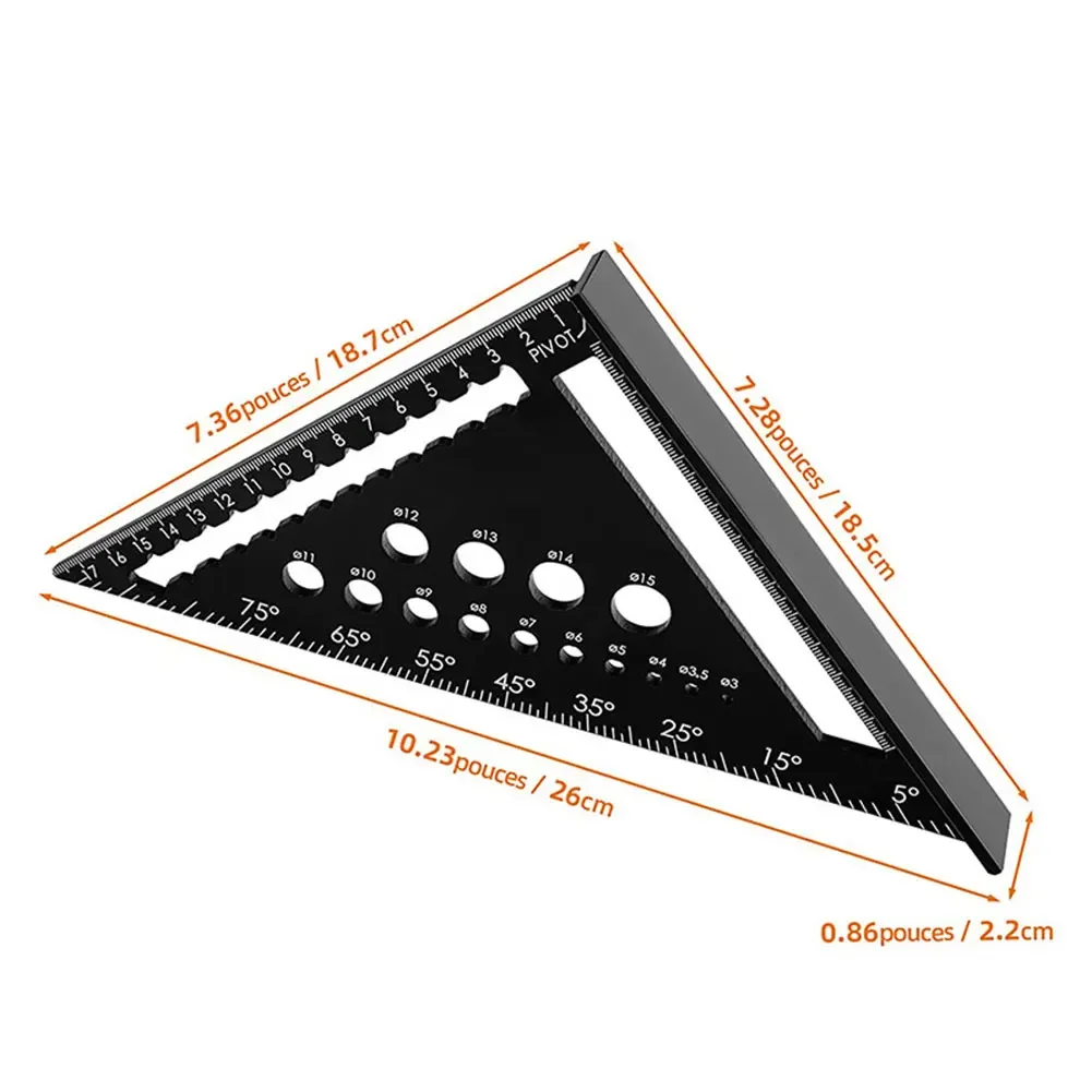 Triangle Ruler 7/12Inch Marking Gauge Measuring Tools Aluminium Alloy Carpenter Miter Square Angle Ruler Woodworking  Protractor