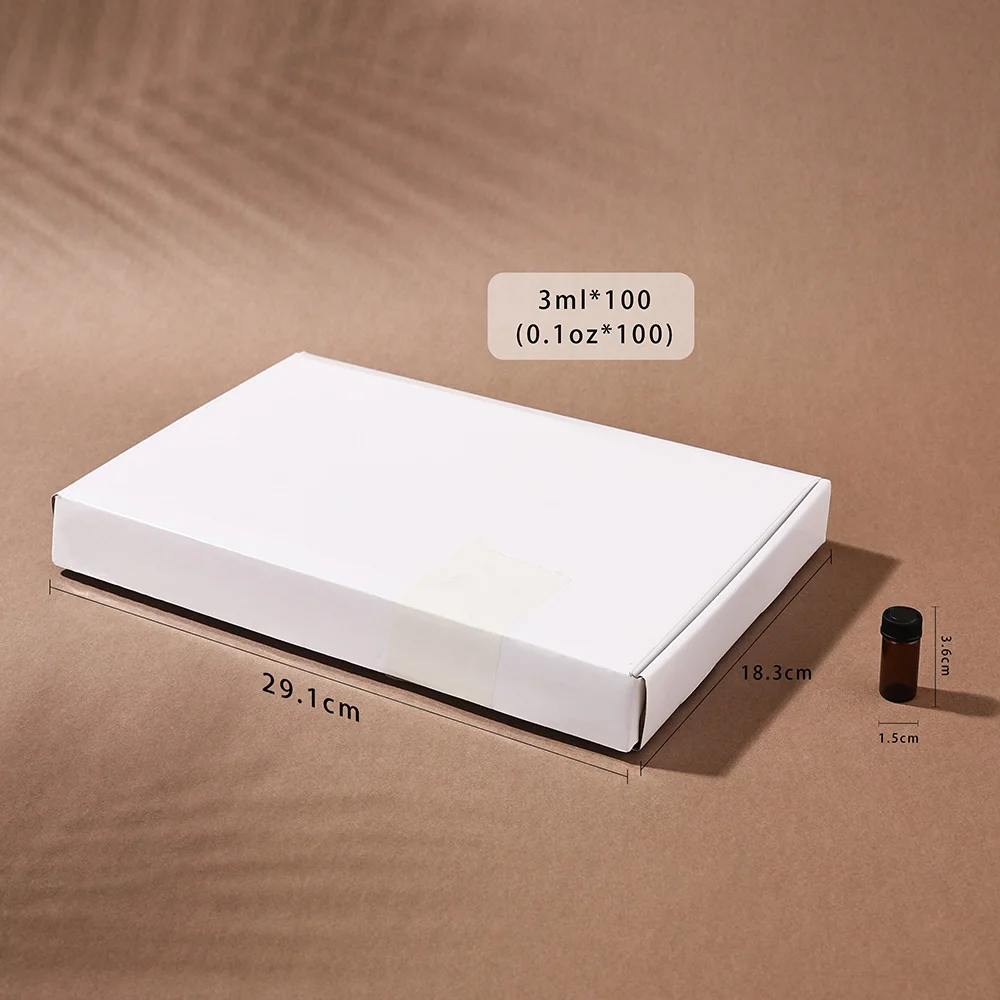 100 bottiglie vuote di olio essenziale in vetro ambrato da 3 ml con ermetico ricaricabile a tenuta stagna per viaggi fai da te, profumi, sorelli, cura della pelle