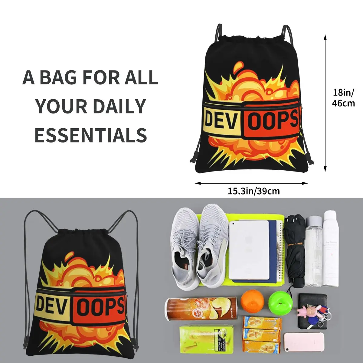 Devoops Devops Aufkleber tragbare Rucksäcke Kordel zug Tasche lässig Kordel zug Bündel Tasche Kleinigkeiten Taschen für Schüler