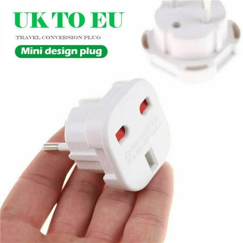 Socket Plug UK to EU Converter Power Charger Wall Socket Travel Adapter Travel Accessory Europe European Outlet Connector