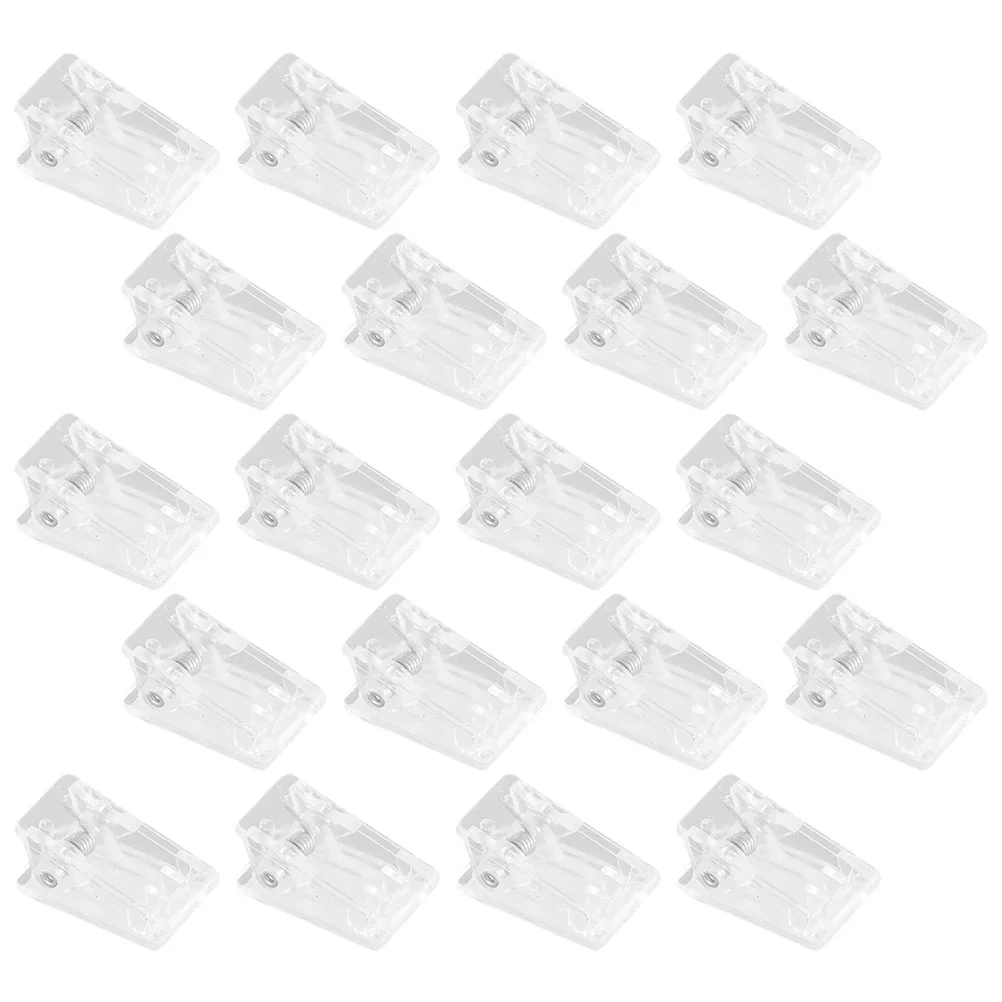 20 Pcs Transparent Photo Folder Wall Clips for Hanging Plastic Badge Adhesive Small Clear Documents