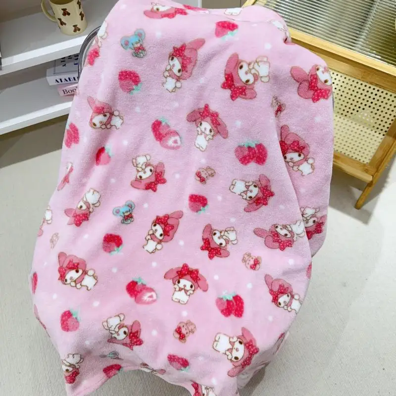

Sanrios Cartoon Kuromi My Melody Small Blanket Anime Style Office Portable Sofa Blanket Printing Style Car Blanket Fashion Cute