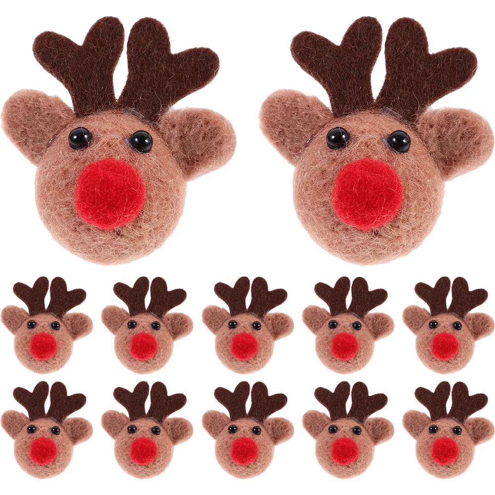 

12Pcs Christmas Elk Heads Ornament Fine Workmanship Small Elk Heads for DIY Crafts Pendant Brooch Hair Accessory
