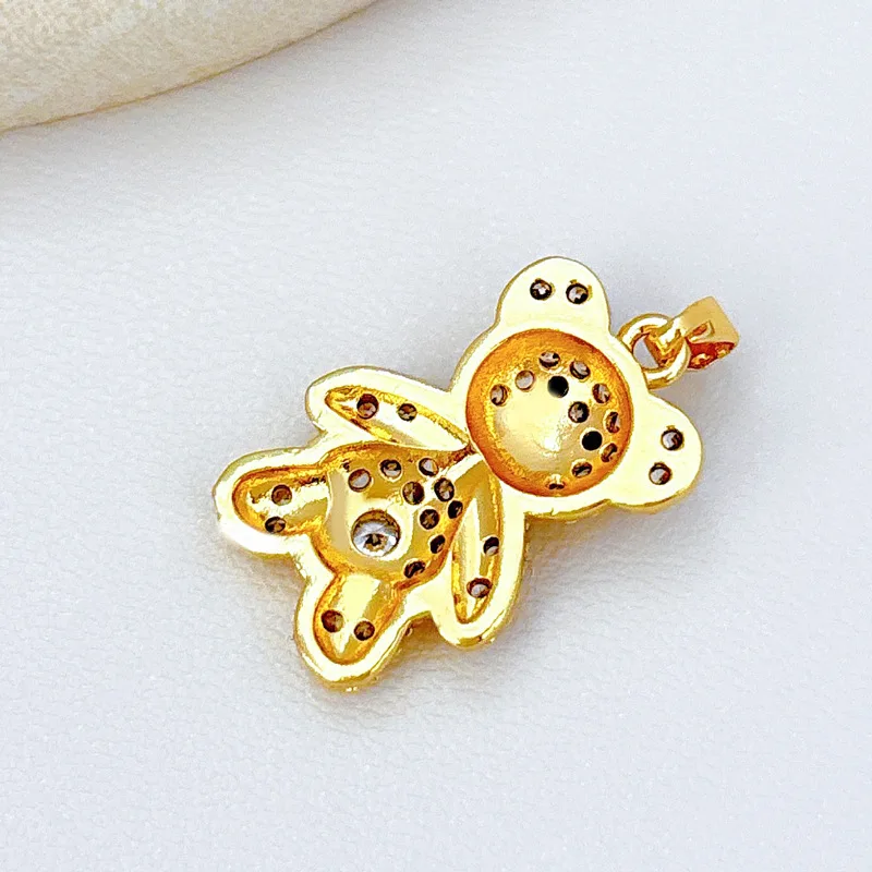 5 قطعة/المجموعة العصرية لطيف لامعة الزركون الدب النحاس المعلقات سحر اليدوية عقد دي اي واي صنع المجوهرات مجموعة هدايا عيد بالجملة