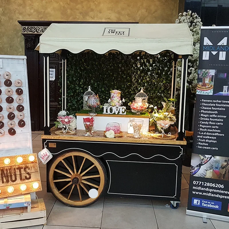 

Custom Wedding Decoration Detachable Dessert Sweet Cart Vintage Candy Cart Candy Table Bar Cart for Event Party