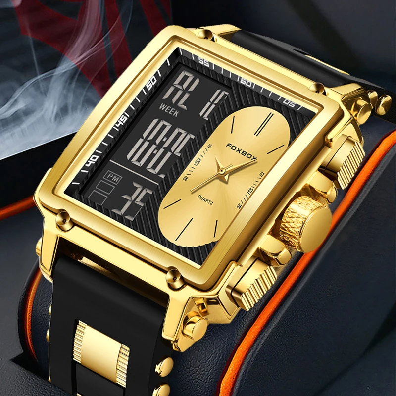 LIGE New Fashion Square Digital Watch Men Casual Sports orologi da polso al quarzo da uomo impermeabili FOXBOX Top Brand Luxury Chronograph