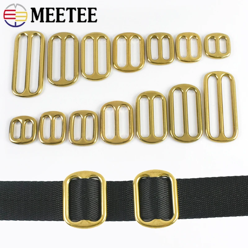 

5/10Pcs 13-50mm Solid Brass Buckles Tri-Glide Slider Clasp Bag Strap Clasps Dog Collar Hook Belt Buckle DIY Hardware Accessory