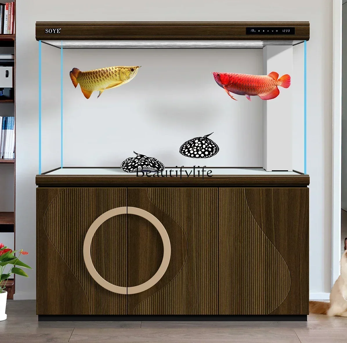 

FG26Super White Light Luxury Bottom Filter Screen Floor Home Partition Ecological Aquarium