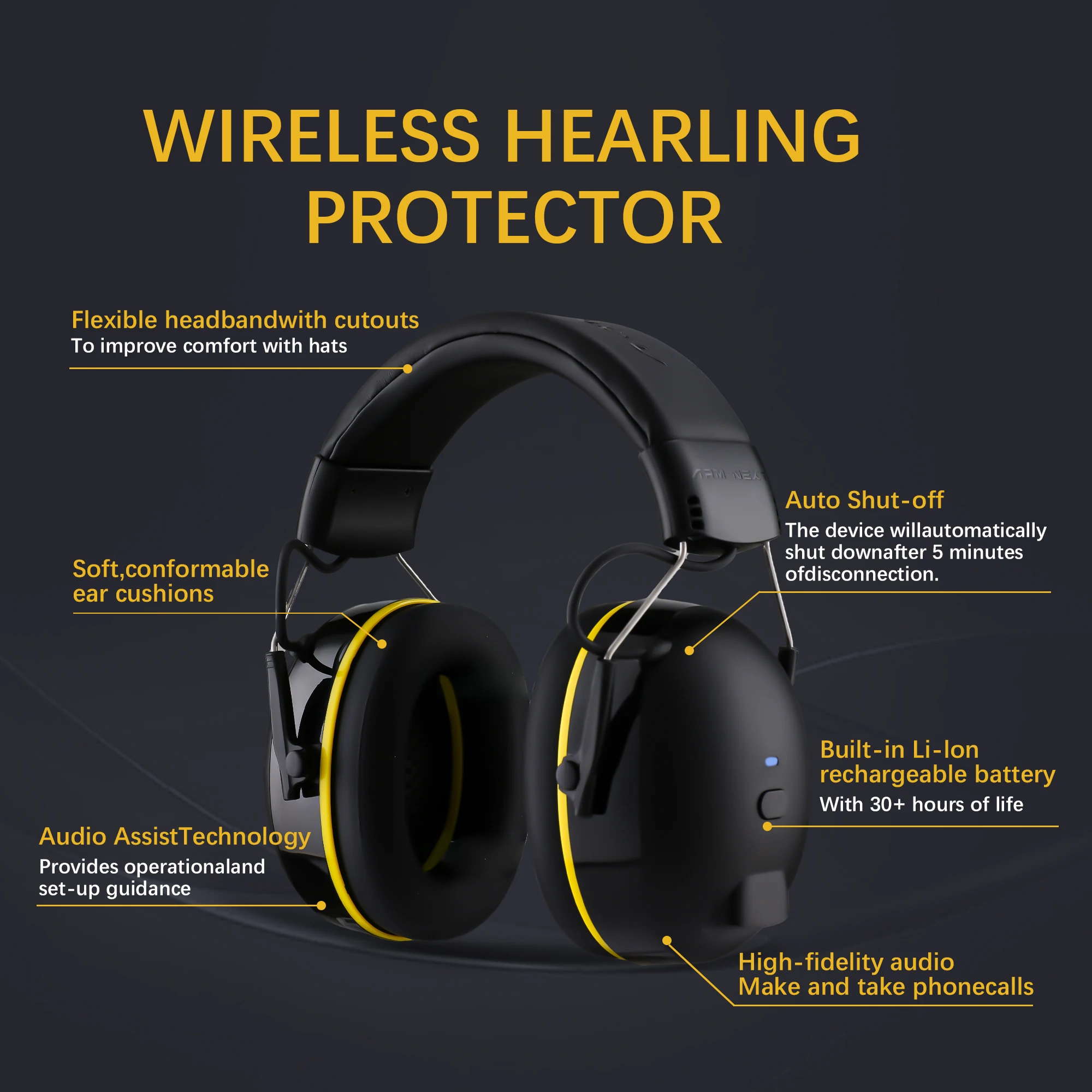 سماعة رأس إلكترونية 5.0 سماعات أذن بلوتوث لحماية السمع من أجل شحن أمان الموسيقى والحد من الضوضاء