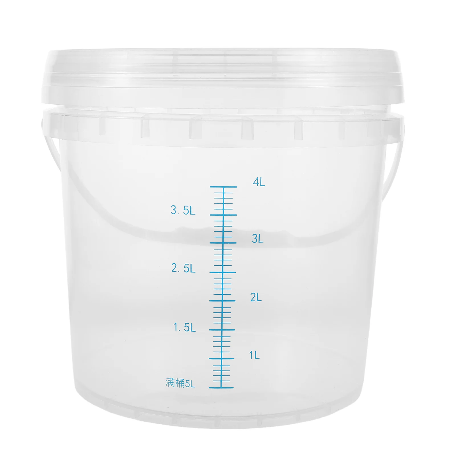 

5L Thickened Plastic Foodgrade Measuring Bucket Clear Transparent Lid Handle Sealed Container Soaking Preservation Bucket