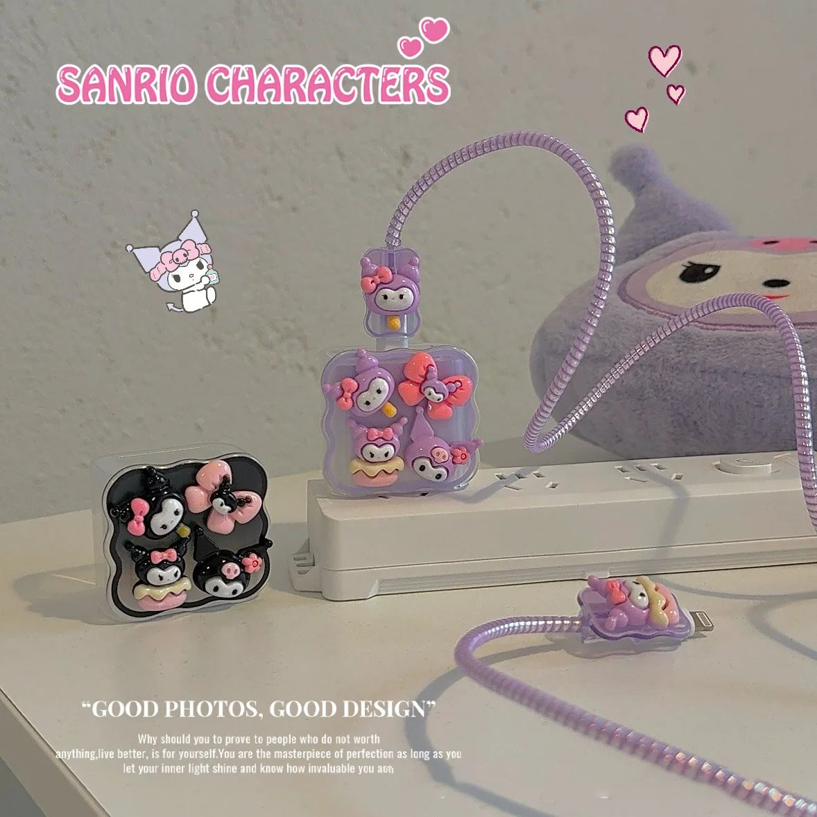 4 stks/set Sanrio Kuromi Datakabel Beschermhoes 18/20 W voor Iphone 15 14 Cartoon Anti-breuk Oplader beschermhoes