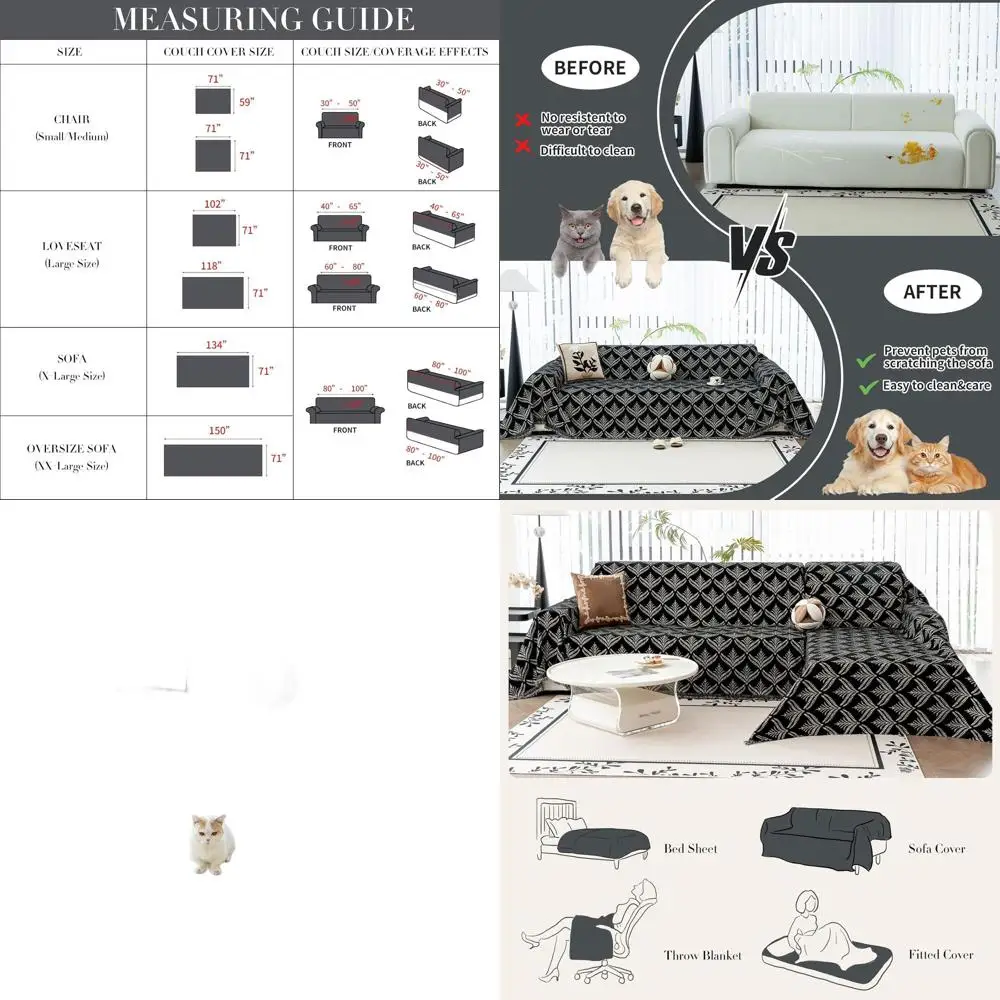 

Моющийся чехол для дивана из синели, приятный для домашних животных, 71x134, черный, для диванов с 2-3 подушками