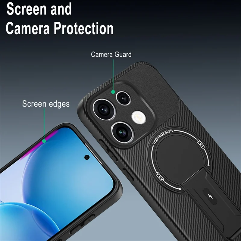 Carbon Fiber Pattern Armor Case For OPPO Reno 16 Pro 16F 16FS Reno16 F FS 5G Cover Magnetic Wireless Chraging Stand Shell Fundas - view 5
