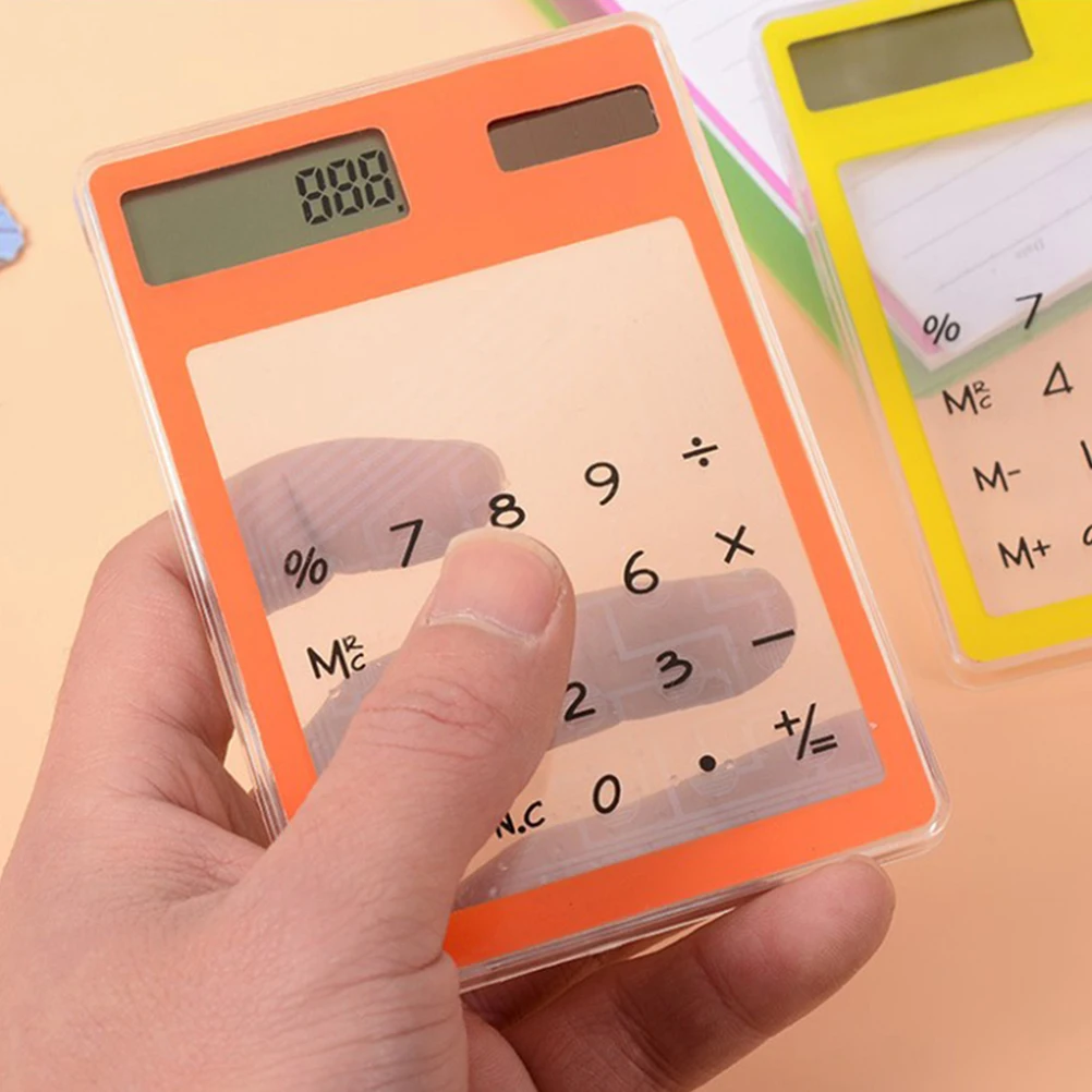 4pcs Touch Calculator Transparent Solar Powered Compact Lightweight For School Home Office Use Mini Desktop Calculator Portable