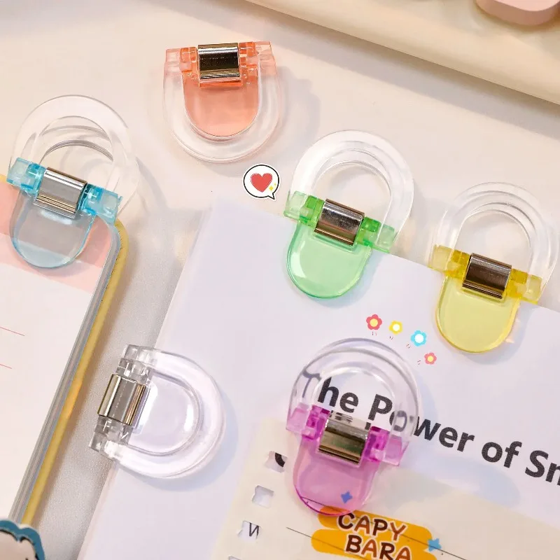5PCS Colorful Clear Binder Clips Non-Trace Transparent Multifunctional Clips fo Test Aesthetic Scrapbooking Stationery