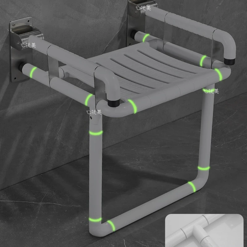 

Foldable Bathroom Shower Chair - Anti-Slip Wall-Mounted with Adjustable Height, ADA Compliant for Elderly & Disabled