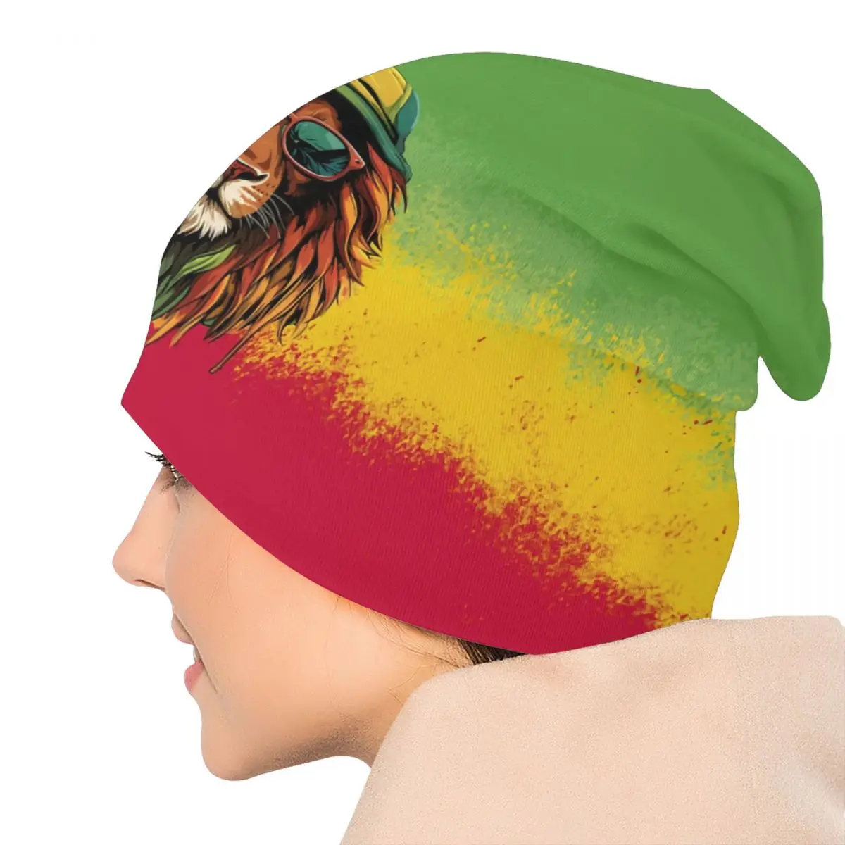 Custom Jamaican Reggae Rasta Lion Beanie Cap Unisex Winter Warm Bonnet Homme Knitting Hats Jamaica Flag Skullies Beanies Hat view 5