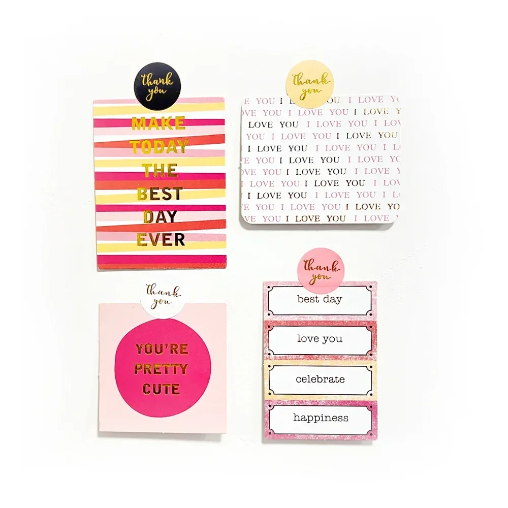 500PCs 25mm Thank You Stickers Gold Pink Black Kraft Paper Sticker for Baking Wedding Decor Birthday Party Gift Sealing Sticker