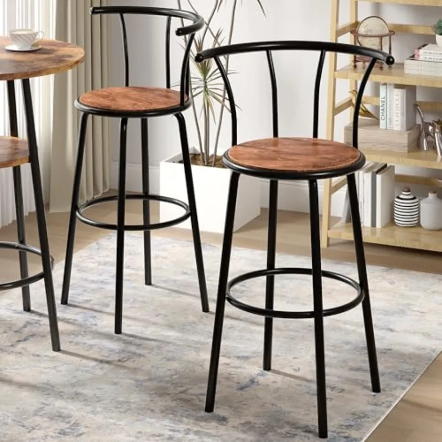 

Set of 2, Swivel Counter Barstools with Backrest, Bar Height Chairs for Dining Room, Kitchen Island, Pub, Easy Assembly
