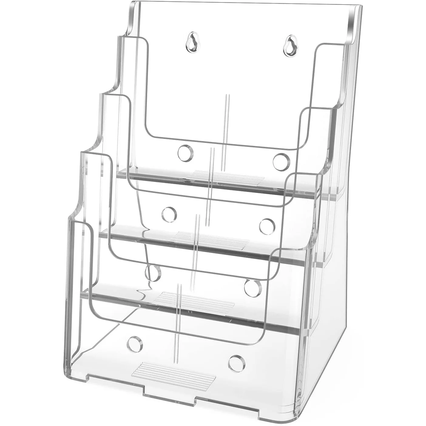 Tabletop Multiple Clear Acrylic A4 4 Tier Ad Brochure Holder Wall Mount Literature Organizer Magazine Stand Leaflet Pocket Rack