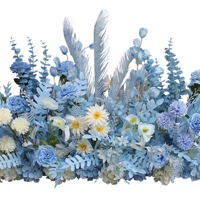 Set Of Blue Wedding Floral Feather Simulation Flower Wedding Layout Road Lead Flower Point Flower Background Flower