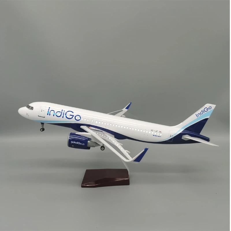 Масштабная модель 1:80 IndiGo Airlines 320neo Air India, самолет со светодиодными колесами, коллекция, украшения для дисплея, подарки, игрушки для фанатов