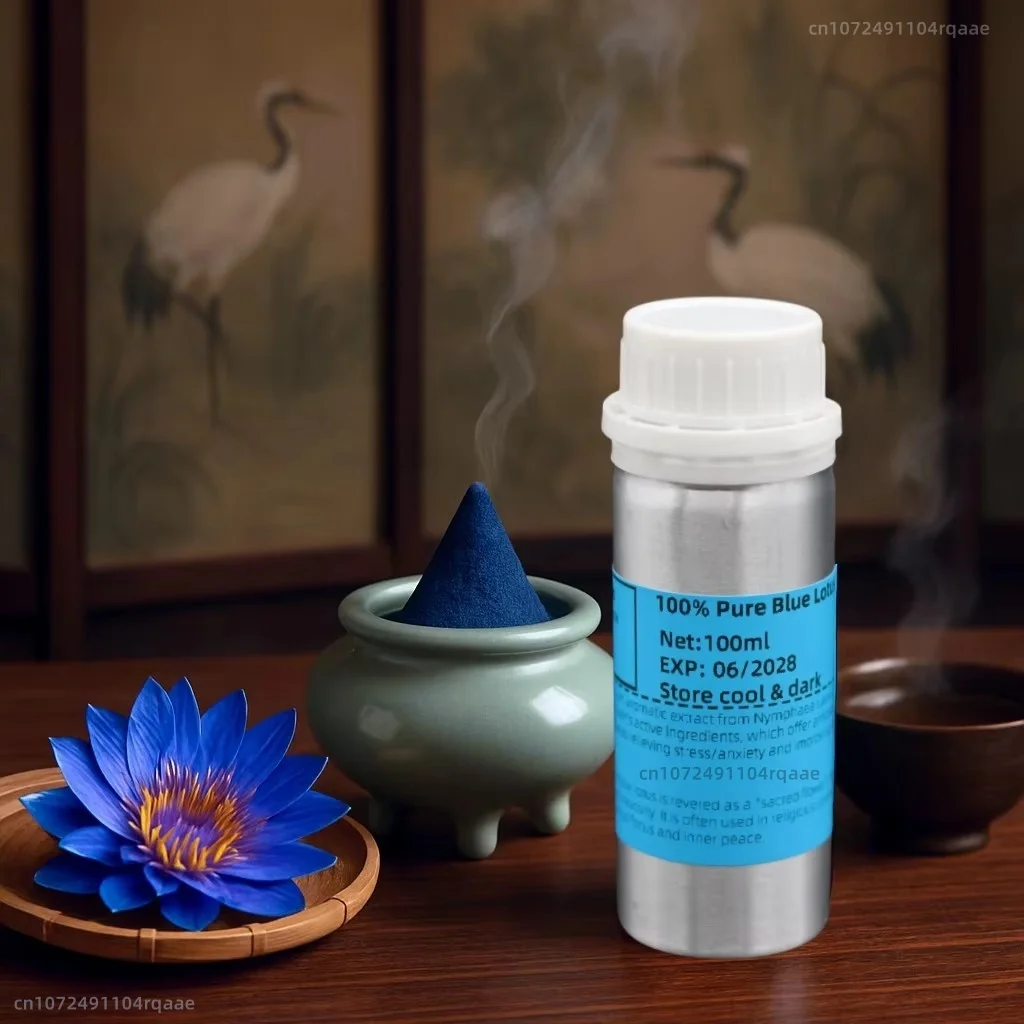 Óleo de lótus azul puro natural para difusor de palhetas, fragrância doméstica, óleo perfumado de aromaterapia para quarto, escritório, meditação de ioga