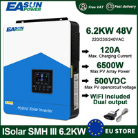 6.2KW/4.2KW Hybrid Solar Inverter 6500W 48V 230V 120A MPPT Charger Controller Dual output Max PV 500V Pure Sine Wave WIFI BMS