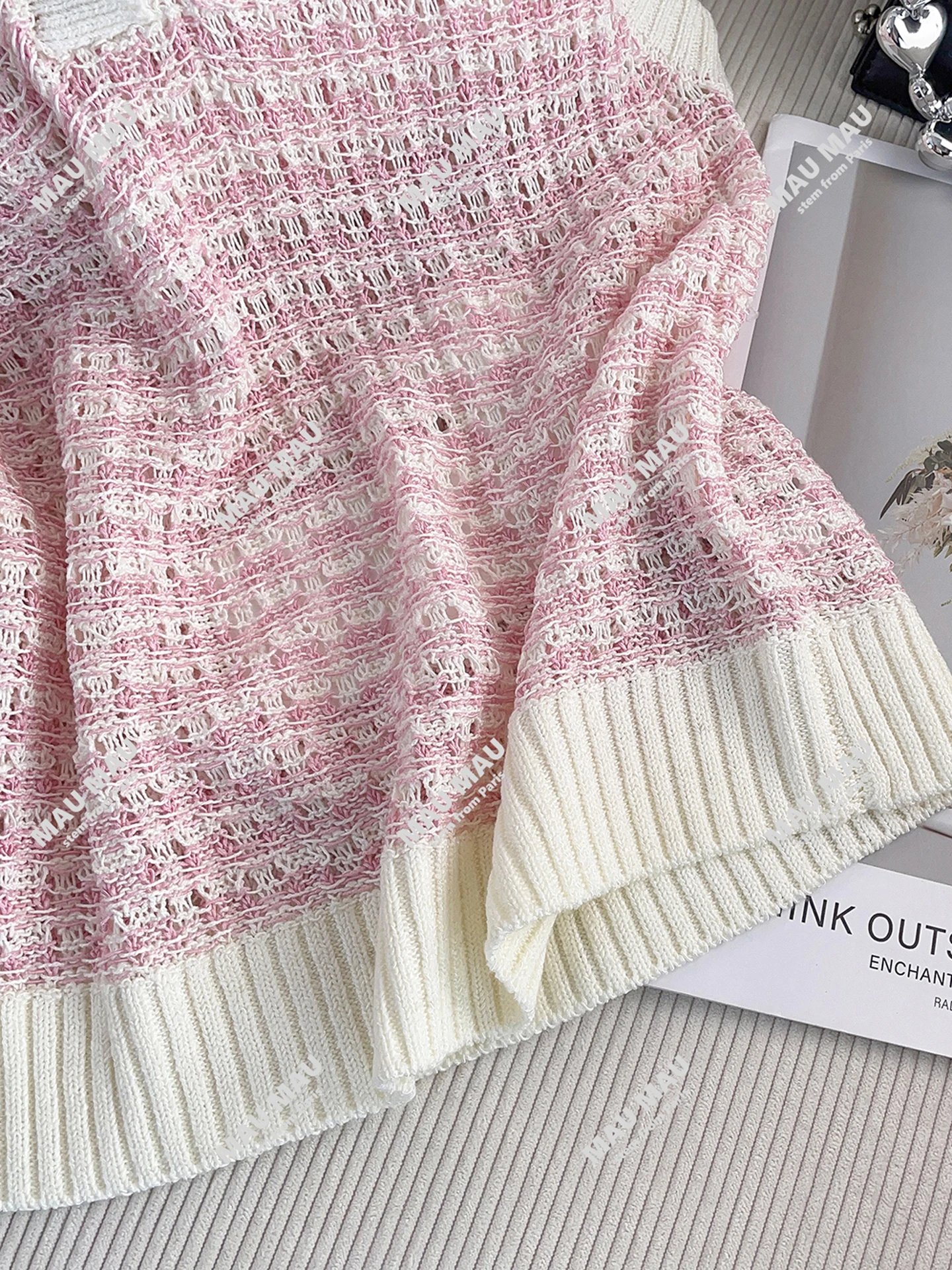 

Sweet Collar Hollow out Knit Vest Top for Women High End Summer Faion Commute Sle ort Length Color Chinese Produc...