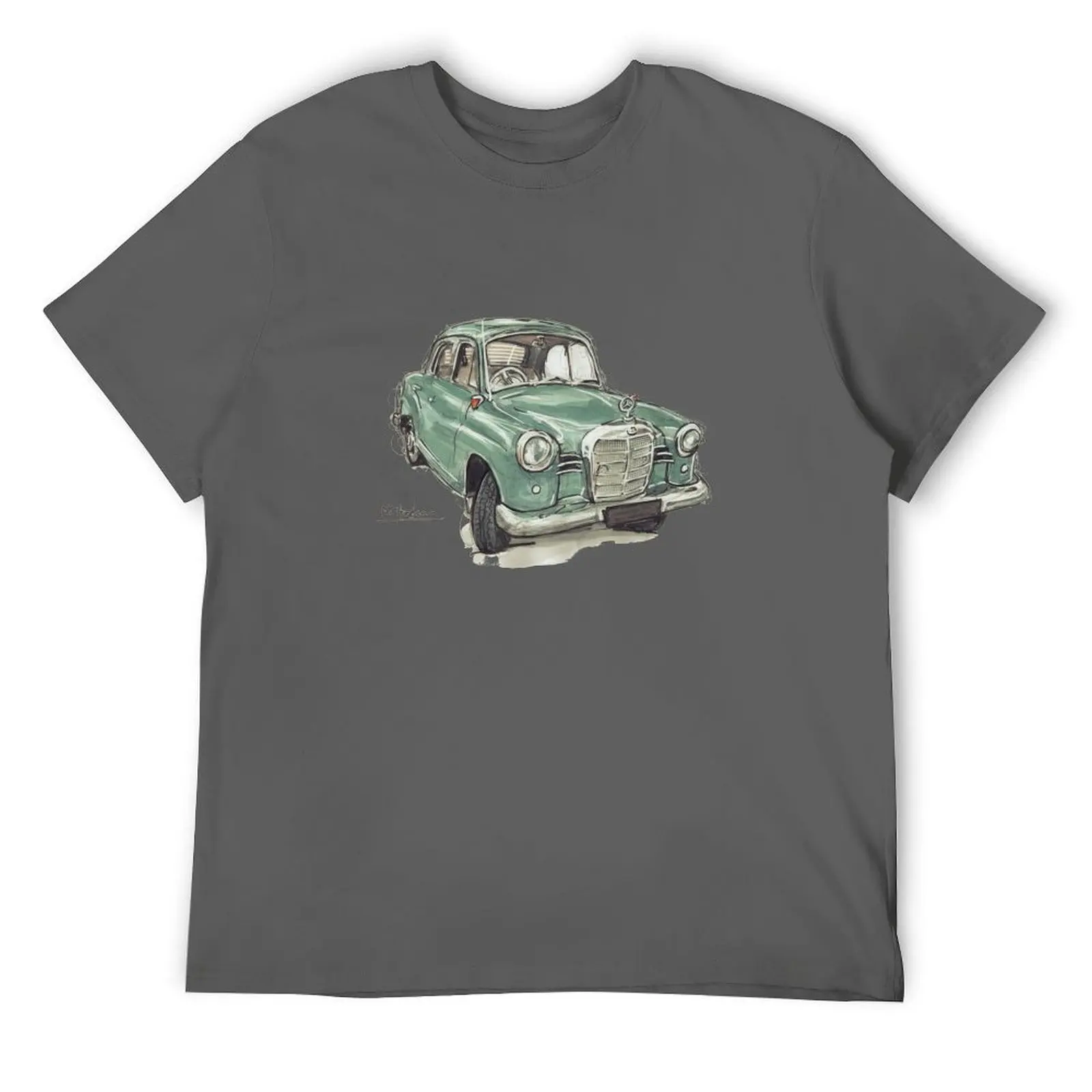 Mercedes 180 W120 Ponton camiseta azul verde ropa de calle camiseta gráfica de gran tamaño camiseta de lujo moda para hombre