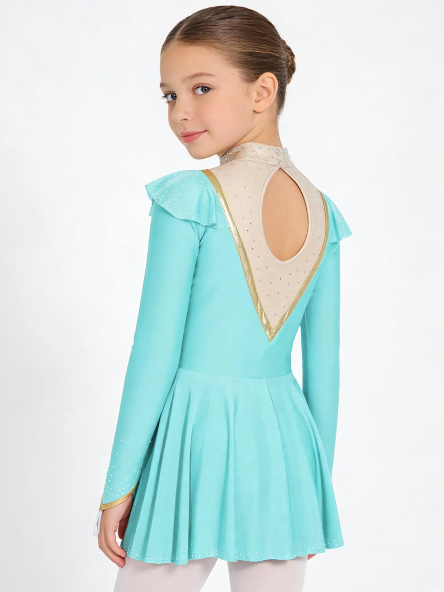 Vestidos de Princesa Árabe para Niñas, Vestido de Lentejuelas Brillantes con Mangas Largas, Vestido de Leotardo con Pedrería, Vestidos de Actuación Indios para Halloween