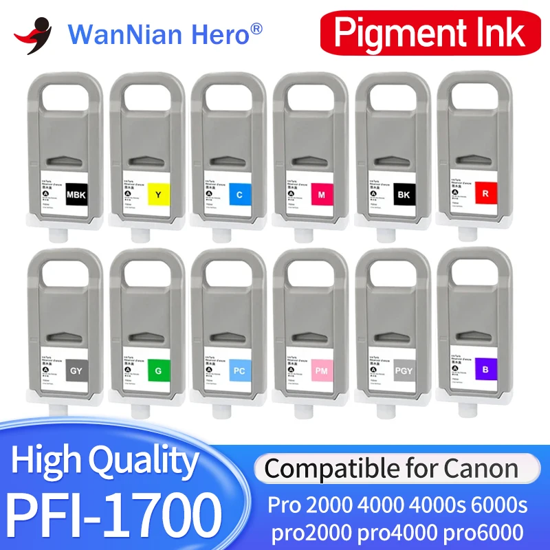 PFI-1700 pfi1700 Pigment Mürekkep Kartuşu Çipli Canon Pro 2000 4000 4000 s 6000 s pro2000 4000 6000 Yazıcı Mürekkebi
