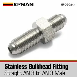 EPMAN Universal Stainless Steel -3 AN to -3 AN Male Straight Bulkhead Adapter Fuel Hose Fitting EPCGQ243