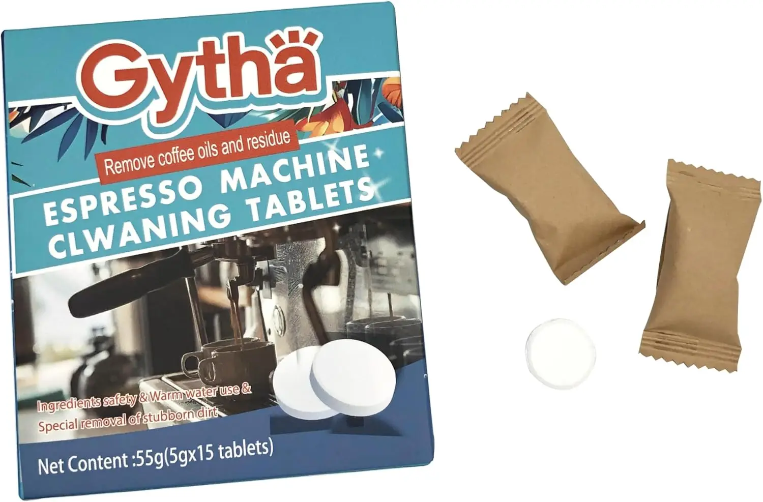 

Gytha 15/30 Tablets Coffee Machine Cleaning Tablets for Tough Stains, Citric Acid Descaler for Drip and Espresso Machines