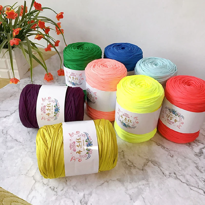 

Thick Chunky T shirt Yarn, Crochet for Knitting, DIY Blanket, Purse, Carpet, Handbag, Solid Neon Color, Cloth Thread, 400g