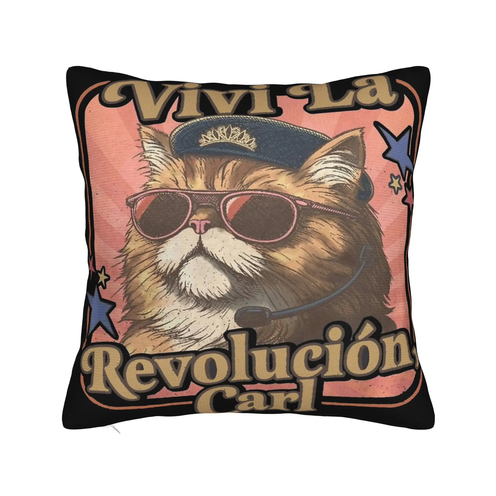 Decorative Pillowcases Viva La Revolution Carl Cat Lover Stuff Home  Pillow Case Cover Square Style Multi-Size