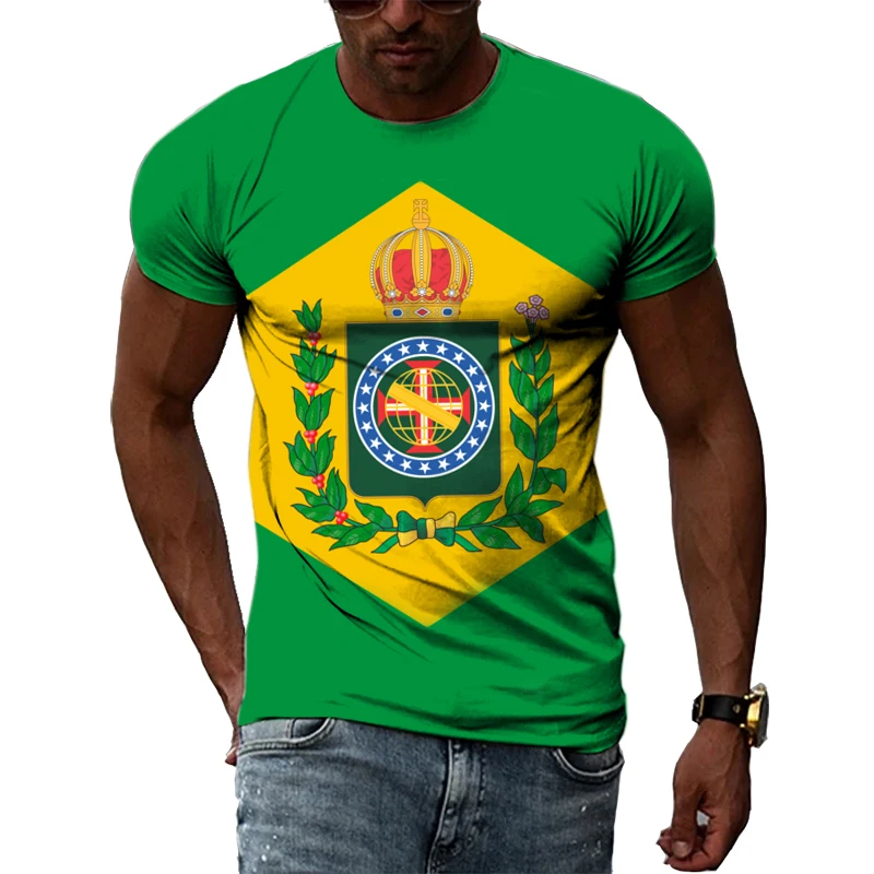 Brazilian Flag 3D Print T-shirts Summer Men Woman Short Sleeve Casual Tees Fashion Streetwear Harajuku T Shirt Kid Tops Clothing