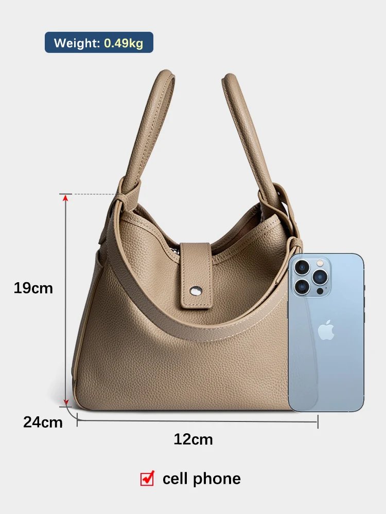 Zency New Style Women\'s Simple Bucket Bag Luxury Designer Retro Crossbody Bag Small Genuine Leather Top Handle Bag Purses